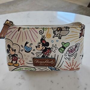 Dooney & Bourke Cream Disney Sketch Zip Pouch with Multicolor Accents